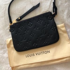 Louis Vuitton Navy Monogram Empreinte Leather Pochette with Dust Bag + Gift Box!